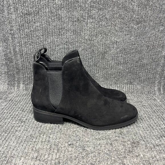 Cole Haan Laina Ankle Boots Booties Block Pull On Black Suede Womens 8 B W22258 - Picture 1 of 8